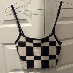 Papermoon Black and White Checkered Crop Top